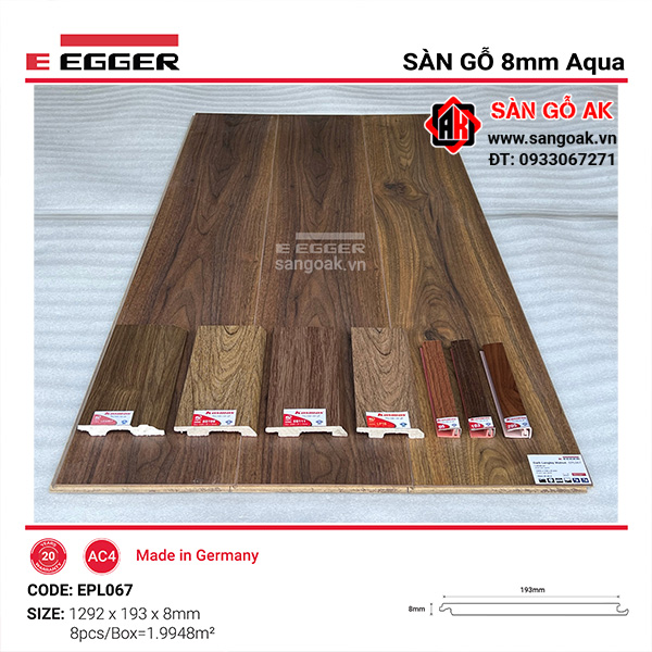 Sàn Gỗ Công Nghiệp Đức Egger Aqua 8mm EPL067